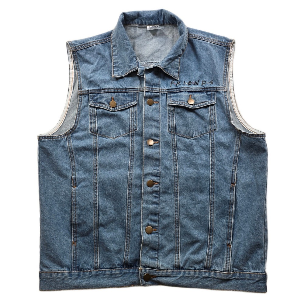 Friends TV Show Denim Vest Womens Large Blue You're My‎ Lobster Graphic